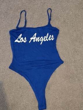 Fashion Nova Blue "Los Angeles" Script Bodysuit